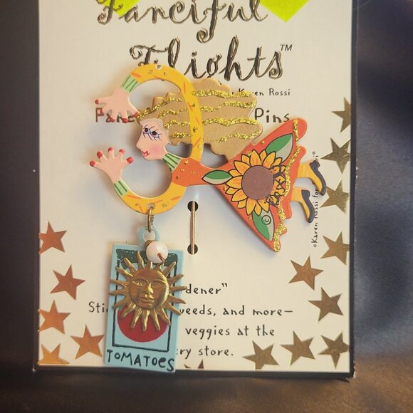 Karen Rossi ~ Fanciful Flights ~ Stick Lapel Pin ~ “Gardener” NWT - Picture 3 of 5